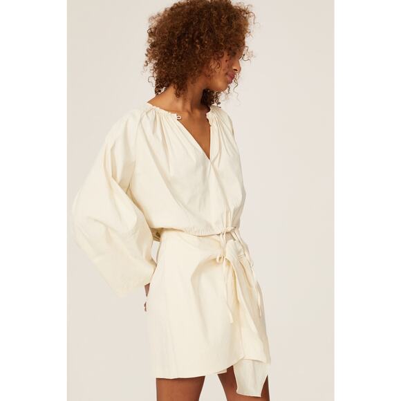 REBECCA TAYLOR Off White 100% Cotton Poplin Oversized Tie Skort Size 2 - Picture 1 of 8